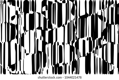 Random Chaotic Lines Abstract Geometric Pattern  Texture, Modern, Contemporary Art Illustration with Black White Striped Lines, Wavy, Curving Distortion Effect, Bending, Warped Lines
