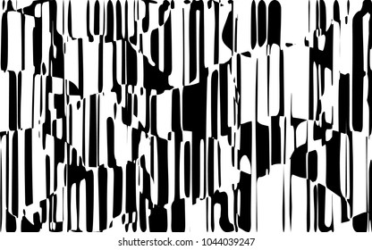 Random Chaotic Lines Abstract Geometric Pattern  Texture, Modern, Contemporary Art Illustration with Black White Striped Lines, Wavy, Curving Distortion Effect, Bending, Warped Lines