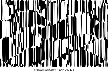 Random Chaotic Lines Abstract Geometric Pattern  Texture, Modern, Contemporary Art Illustration with Black White Striped Lines, Wavy, Curving Distortion Effect, Bending, Warped Lines