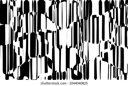 Random Chaotic Lines Abstrakte Geometrische Muster Textur, Moderne, Zeitgenössische Kunstillustration mit schwarz-weißen Streifen Linien, Wavy, Kurvur Verzerrungseffekt, Bending, gezwirnte Linien