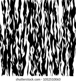 Random Chaotic Lines Abstract Geometric Pattern  Texture, Modern, Contemporary Art Illustration with Black White Striped Lines, Wavy, Curving Distortion Effect, Bending, Warped Lines