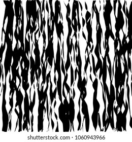 Líneas caóticas al azar Resumen Textura de patrón geométrico, Ilustración de arte contemporáneo con líneas rayadas blancas negras, onduladas, efectos de distorsión curvada, plegado, líneas retorcidas