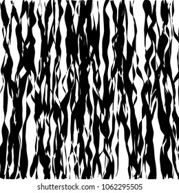 Random Chaotic Lines Abstract Geometric Pattern  Texture, Modern, Contemporary Art Illustration with Black White Striped Lines, Wavy, Curving Distortion Effect, Bending, Warped Lines