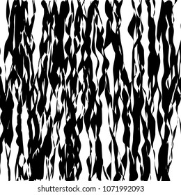 Random Chaotic Lines Abstract Geometric Pattern  Texture, Modern, Contemporary Art Illustration with Black White Striped Lines, Wavy, Curving Distortion Effect, Bending, Warped Lines