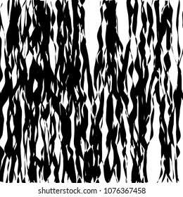 Random Chaotic Lines Abstract Geometric Pattern  Texture, Modern, Contemporary Art Illustration with Black White Striped Lines, Wavy, Curving Distortion Effect, Bending, Warped Lines