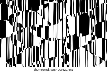 Random Chaotic Lines Abstrakte Geometrische Muster Textur, Moderne, Zeitgenössische Kunstillustration mit schwarz-weißen Streifen Linien, Wavy, Kurvur Verzerrungseffekt, Bending, gezwirnte Linien