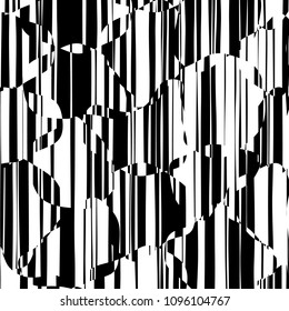 Random Chaotic Lines Abstract Geometric Pattern  Texture, Modern, Contemporary Art Illustration with Black White Striped Lines, Wavy, Curving Distortion Effect, Bending, Warped Lines