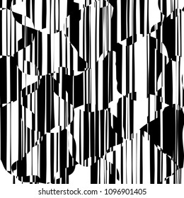 Random Chaotic Lines Abstract Geometric Pattern  Texture, Modern, Contemporary Art Illustration with Black White Striped Lines, Wavy, Curving Distortion Effect, Bending, Warped Lines