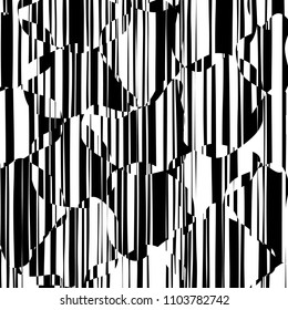 Random Chaotic Lines Abstract Geometric Pattern  Texture, Modern, Contemporary Art Illustration with Black White Striped Lines, Wavy, Curving Distortion Effect, Bending, Warped Lines