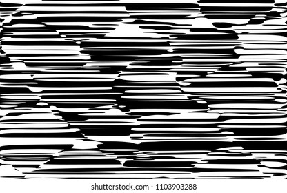 Random Chaotic Lines Abstract Geometric Pattern  Texture, Modern, Contemporary Art Illustration with Black White Striped Lines, Wavy, Curving Distortion Effect, Bending, Warped Lines