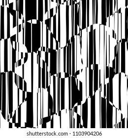 Random Chaotic Lines Abstract Geometric Pattern  Texture, Modern, Contemporary Art Illustration with Black White Striped Lines, Wavy, Curving Distortion Effect, Bending, Warped Lines