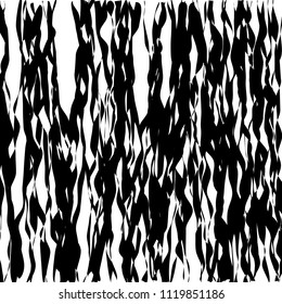 Random Chaotic Lines Abstract Geometric Pattern  Texture, Modern, Contemporary Art Illustration with Black White Striped Lines, Wavy, Curving Distortion Effect, Bending, Warped Lines