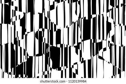 Random Chaotic Lines Abstract Geometric Pattern  Texture, Modern, Contemporary Art Illustration with Black White Striped Lines, Wavy, Curving Distortion Effect, Bending, Warped Lines