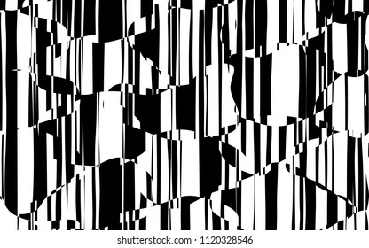 Random Chaotic Lines Abstract Geometric Pattern  Texture, Modern, Contemporary Art Illustration with Black White Striped Lines, Wavy, Curving Distortion Effect, Bending, Warped Lines