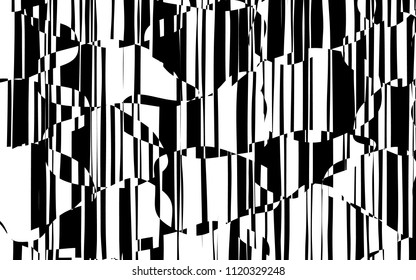 Random Chaotic Lines Abstract Geometric Pattern  Texture, Modern, Contemporary Art Illustration with Black White Striped Lines, Wavy, Curving Distortion Effect, Bending, Warped Lines