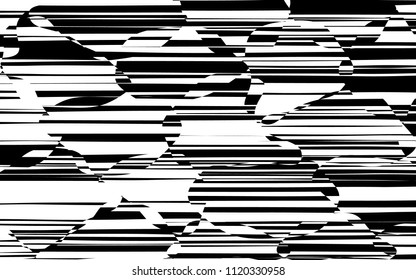 Random Chaotic Lines Abstract Geometric Pattern  Texture, Modern, Contemporary Art Illustration with Black White Striped Lines, Wavy, Curving Distortion Effect, Bending, Warped Lines