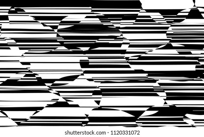 Random Chaotic Lines Abstract Geometric Pattern  Texture, Modern, Contemporary Art Illustration with Black White Striped Lines, Wavy, Curving Distortion Effect, Bending, Warped Lines