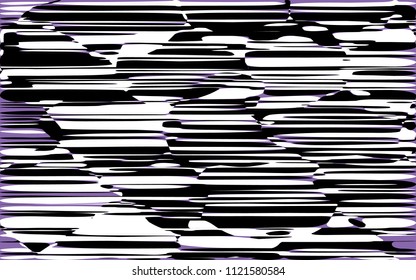 Líneas caóticas al azar Resumen Textura de patrón geométrico, Ilustración de arte contemporáneo con líneas rayadas blancas negras, onduladas, efectos de distorsión curvada, plegado, líneas retorcidas