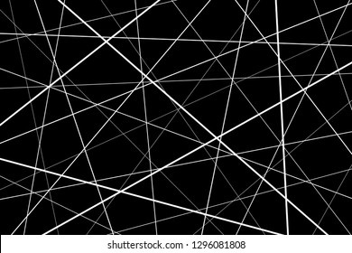 Random chaotic lines abstract geometric pattern, Black and white geometric pattern