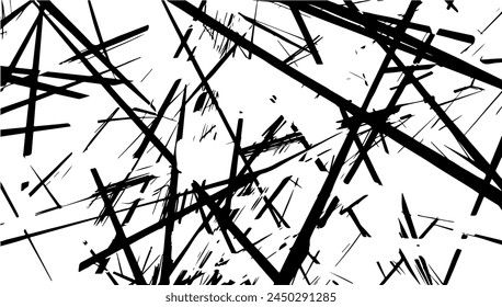 Random chaotic lines abstract geometric background. Irregular artwork and striped tangle. Unusual weird wallpaper and asymmetric effect vector illustration