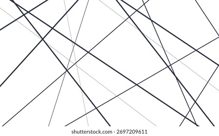 Random chaotic lines. Abstract geometric pattern. Outline monochrome texture.