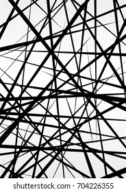 Random chaotic lines abstract geometric pattern, texture. Contemporary art-like illustration. Vertical poster. Vector illustration. Isolated on white background