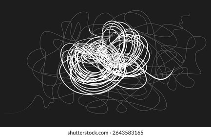 linhas caóticas aleatórias. preto e branco Mão desenhado rascunho linha caos doodle padrão. Lápis lápis lápis lápis textura marcador textura arte abstrato fundo, mão desenho rabisco clew..eps8