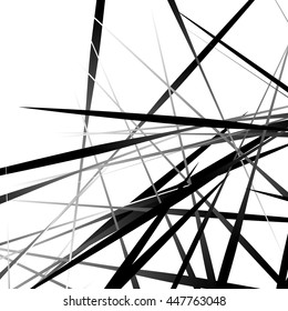 Random chaotic lines. Geometrical modern art with intersecting spiky, edgy lines.