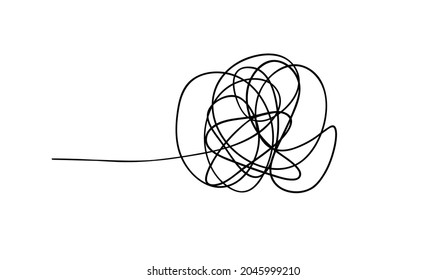 Líneas caóticas al azar. El dibujo a mano enreda traba garabato. Icono del vector aislado en fondo blanco.