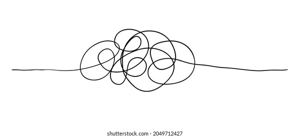 Random chaotic lines. Hand drawing insane tangled scribble clew. Vector icon isolated on white background.