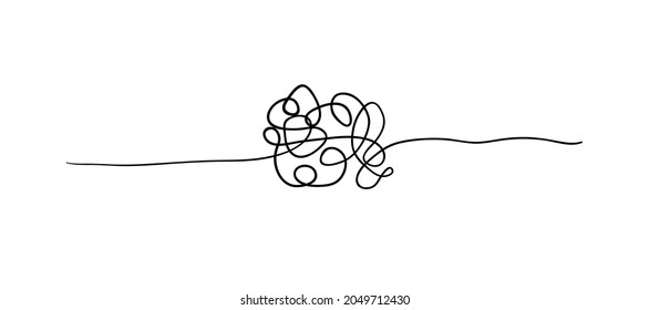 Random Chaotic Lines. Hand Drawing Insane Tangled Scribble Clew. Vector Icon Isolated On White Background.