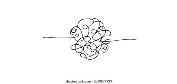 Random chaotic lines. Hand drawing insane tangled scribble clew. Vector icon isolated on white background.