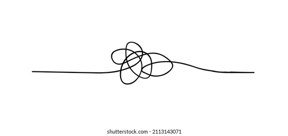Random chaotic lines. Hand drawing insane tangled scribble clew. Vector icon isolated on white background.
