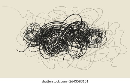linhas caóticas aleatórias. Padrão de rabisco de linha de esboço desenhado à mão caótico. Mão desenhando a braçadeira de rabisco, Lápis lápis lápis lápis lápis textura marcador textura arte abstrata fundo..eps8