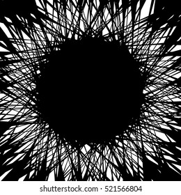 Random chaotic lines merging, intersecting at center abstract art illustration