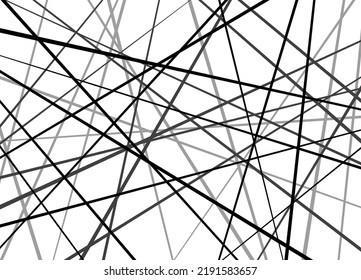 Random chaotic lines of modern design.  Abstract direct black pattern. Geometric ornament for designs and backgrounds. Vector illustration.