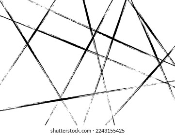 Líneas caóticas aleatorias de diseño moderno.  Resumen del patrón negro directo. Ornamento geométrico para diseños y fondos. Ilustración vectorial.