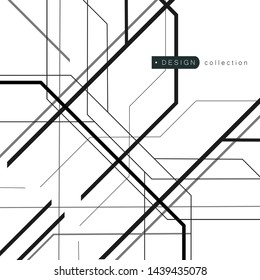 Random chaotic lines on white background with abstract geometric texture