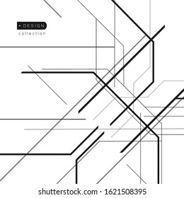 Random chaotic lines on white background with abstract geometric texture.