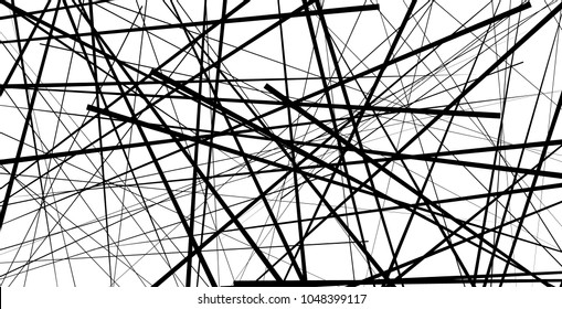 Random, chaotic lines in rectangular frame. Disarray of lines. Abstract art