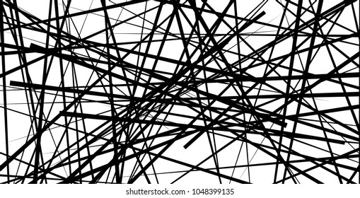 Random, chaotic lines in rectangular frame. Disarray of lines. Abstract art