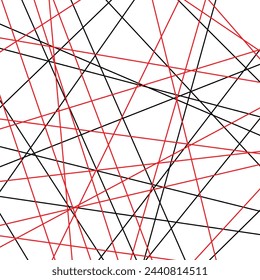 Random chaotic lines vector pattern. Line black pattern .Red and black