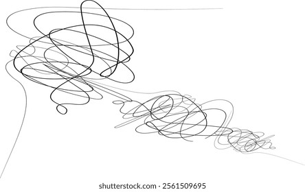 random chaotic pen doodle strokes art, Coal line sketch, Seamless vector of scribble patterns, Ink pen scrawls, Random chaotic lines. Hand drawing insane tangled scribble clew.eps8