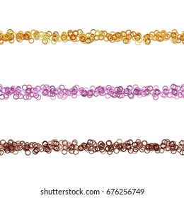 Random circle pattern line text separator design set from colored rings - vector graphic elements