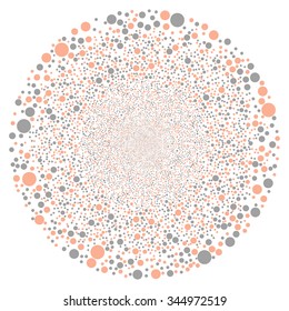 Random Circle Sphere vector illustration. Style is orange and gray bicolor flat circles, white background.