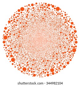 Random Circle Sphere vector illustration. Style is orange flat spheres, white background.