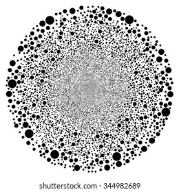 Random Circle Sphere vector illustration. Style is black flat spheres, white background.