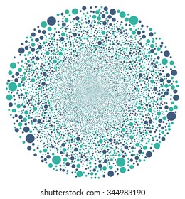 Random Circle Sphere vector illustration. Style is cobalt and cyan bicolor flat circles, white background.