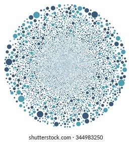 Random Circle Sphere vector illustration. Style is cyan and blue bicolor flat bubbles, white background.