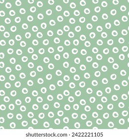Random circle spots, abstract minimalistic retro background. Seamless vector pattern with rounded stains. Monochrome simple green vector illustration.